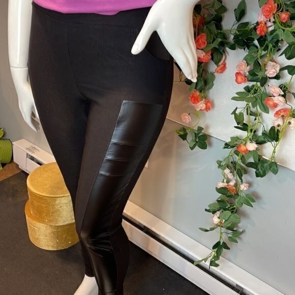 Contrast Panel Detail Faux Leather Pants Size L RefI032‎ - Picture 1 of 6